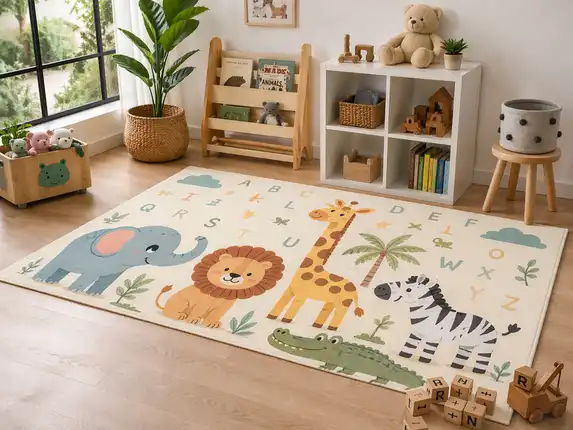 Bedruckte Spielmatte für Kinder – weich, farbenfroh und pflegeleicht.