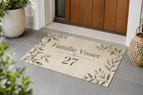 Fußmatte mit Familiennamen und Hausnummer – persönlich und stilvoll