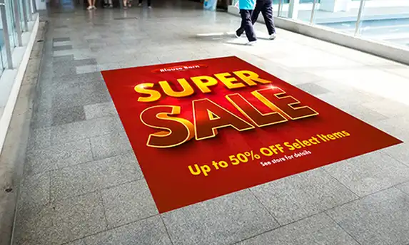 Bedruckte Promotionsmatte – ideal für Aktionen, Geschäfte und Events.