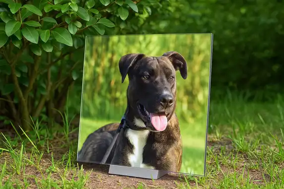 Ihr Lieblingstier in Plexibond ist ein schönes Fotogeschenk, Foto zwischen 3mm Acryl und 3mm Dibond.
