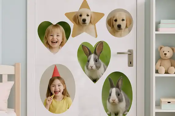 Laden Sie Ihr Foto hoch, wählen Sie eine quadratische Größe und anschließend die Form aus, um es auszuschneiden.