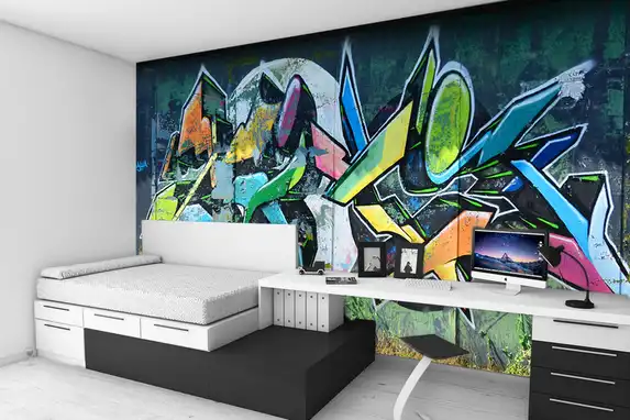 Fototapete mit Graffiti.